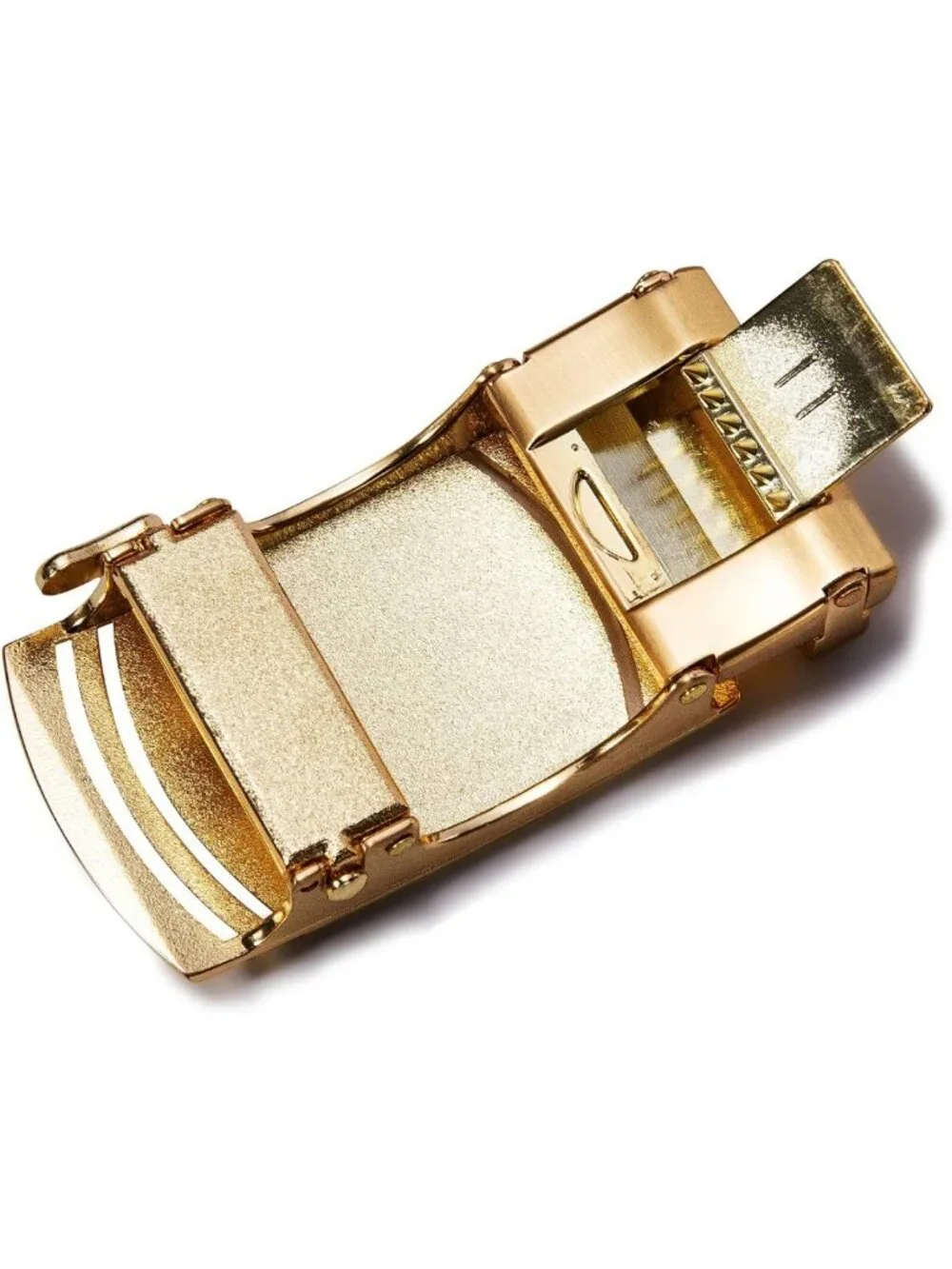 Men's Adjustable Leather Ratchet Belt with Gold Click Buckle - Stylish
